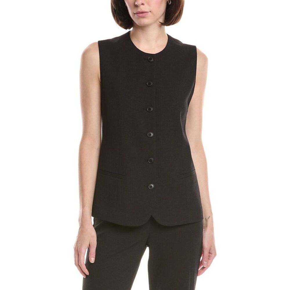 Kenneth Cole Womens Textured Knit Longline Vest, Black